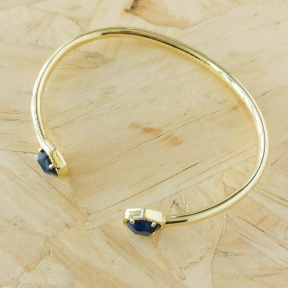 NEW Kendra Scott Davie Cobalt Howlite Cuff Bracelet Gold - Picture 3 of 3
